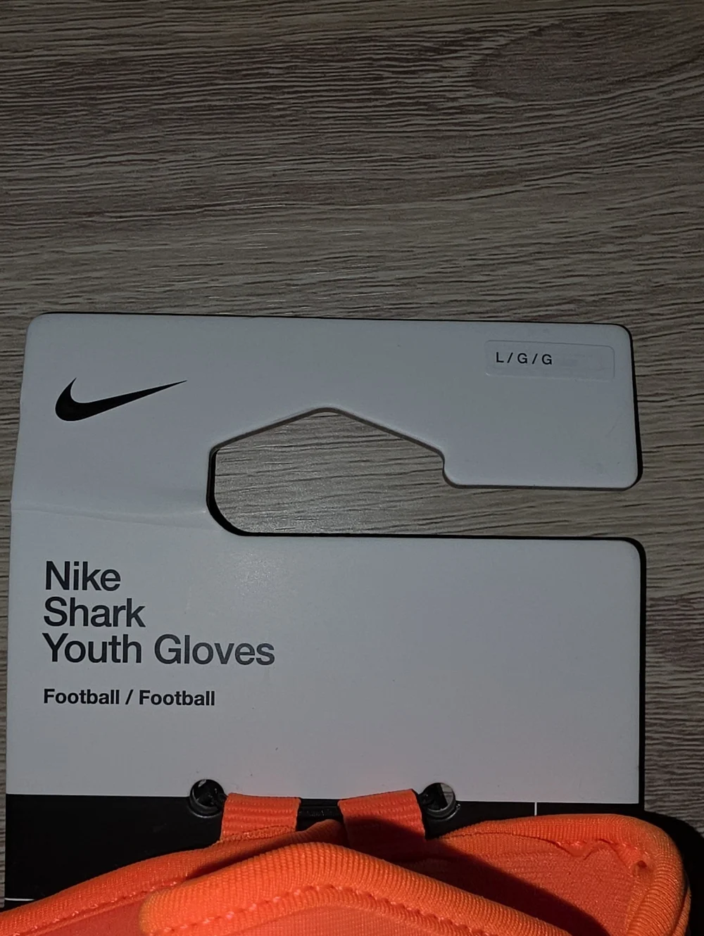 Nike Youth Bright Orange Football Gloves with Black Swoosh